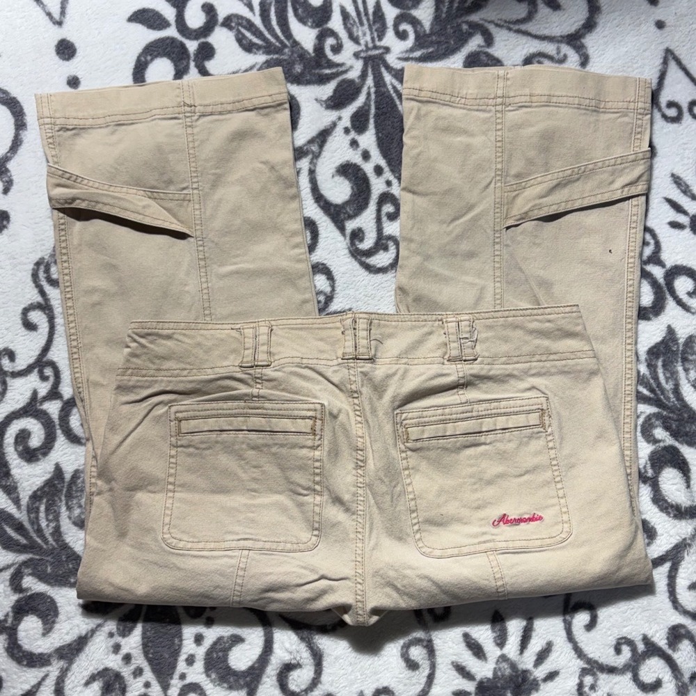 VTG 00s/Y2K Abercrombie & Fitch Khaki Cargo Pants Wide Leg Tan Womens Size 10